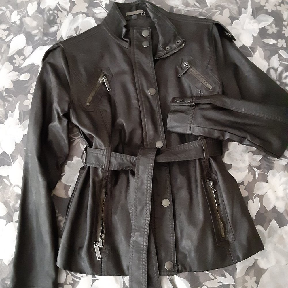 JOU JOU soft black leather jacket  - girls size L 12/14 - fits women's XS